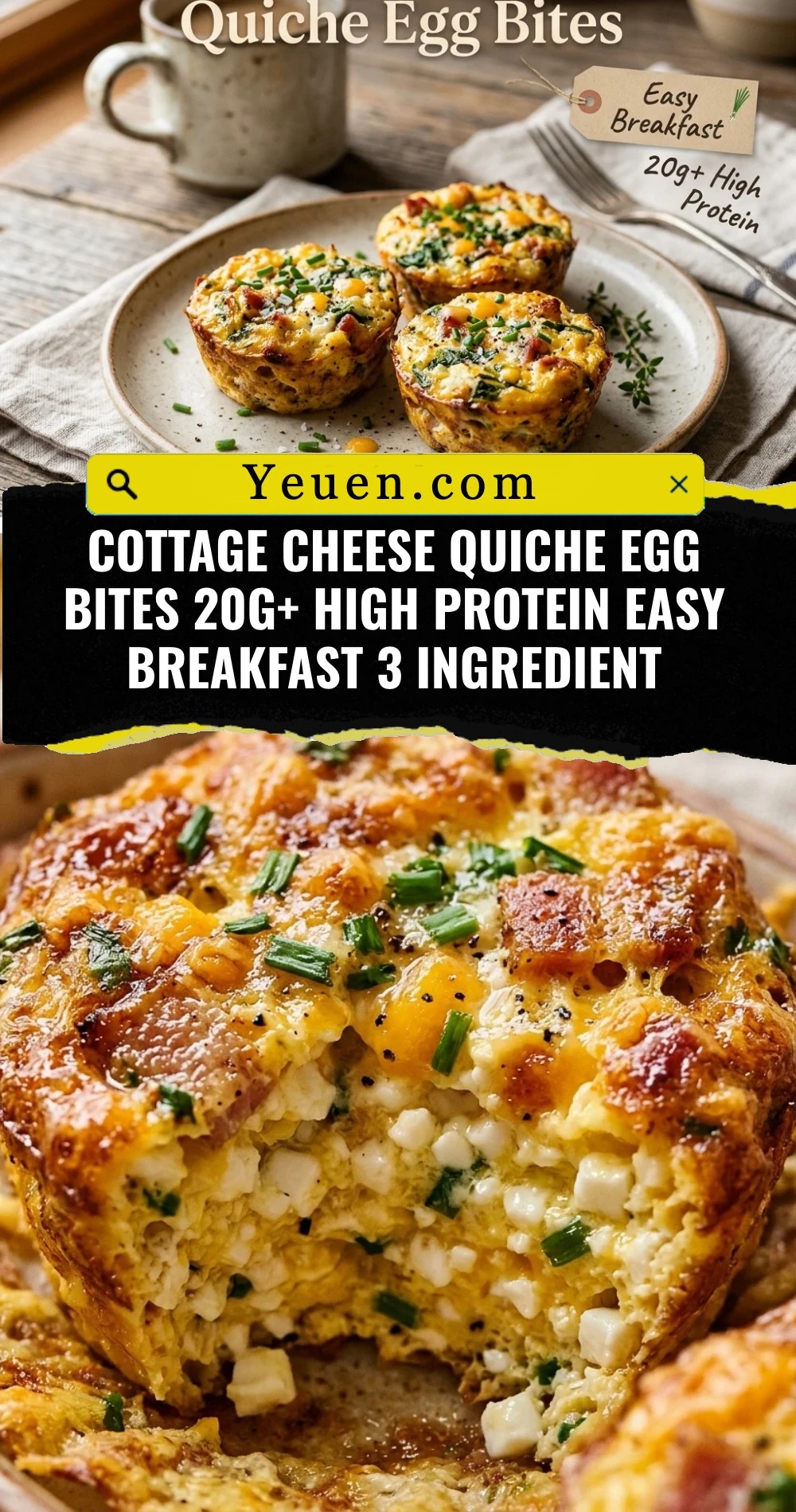 Cottage Cheese Quiche Egg Bites 20g+ High Protein Easy Breakfast 3 Ingredient