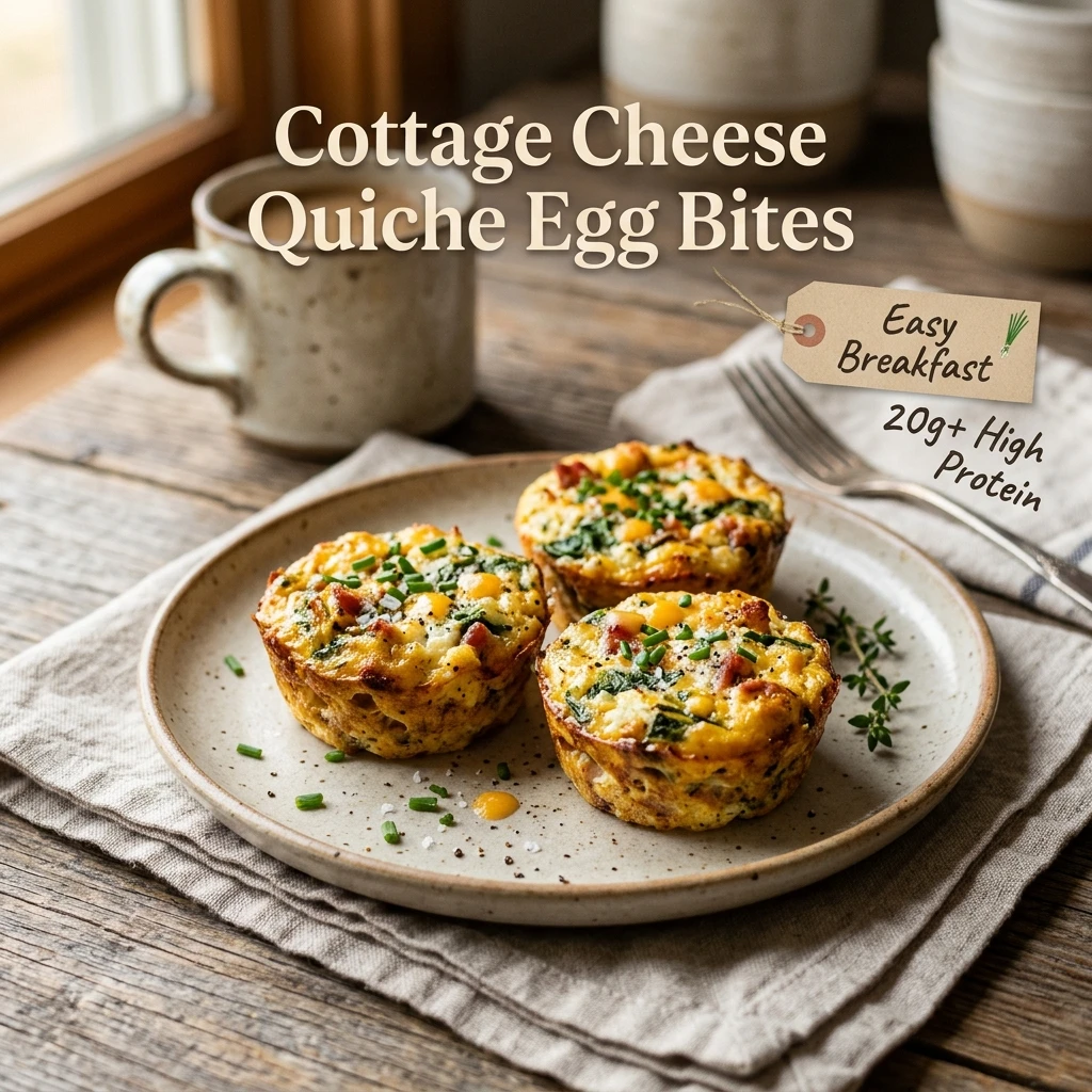 Cottage Cheese Quiche Egg Bites 20g+ High Protein Easy Breakfast 3 Ingredient