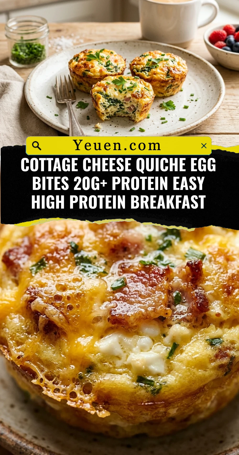 Cottage Cheese Quiche Egg Bites 20g+ Protein Easy High Protein Breakfast
