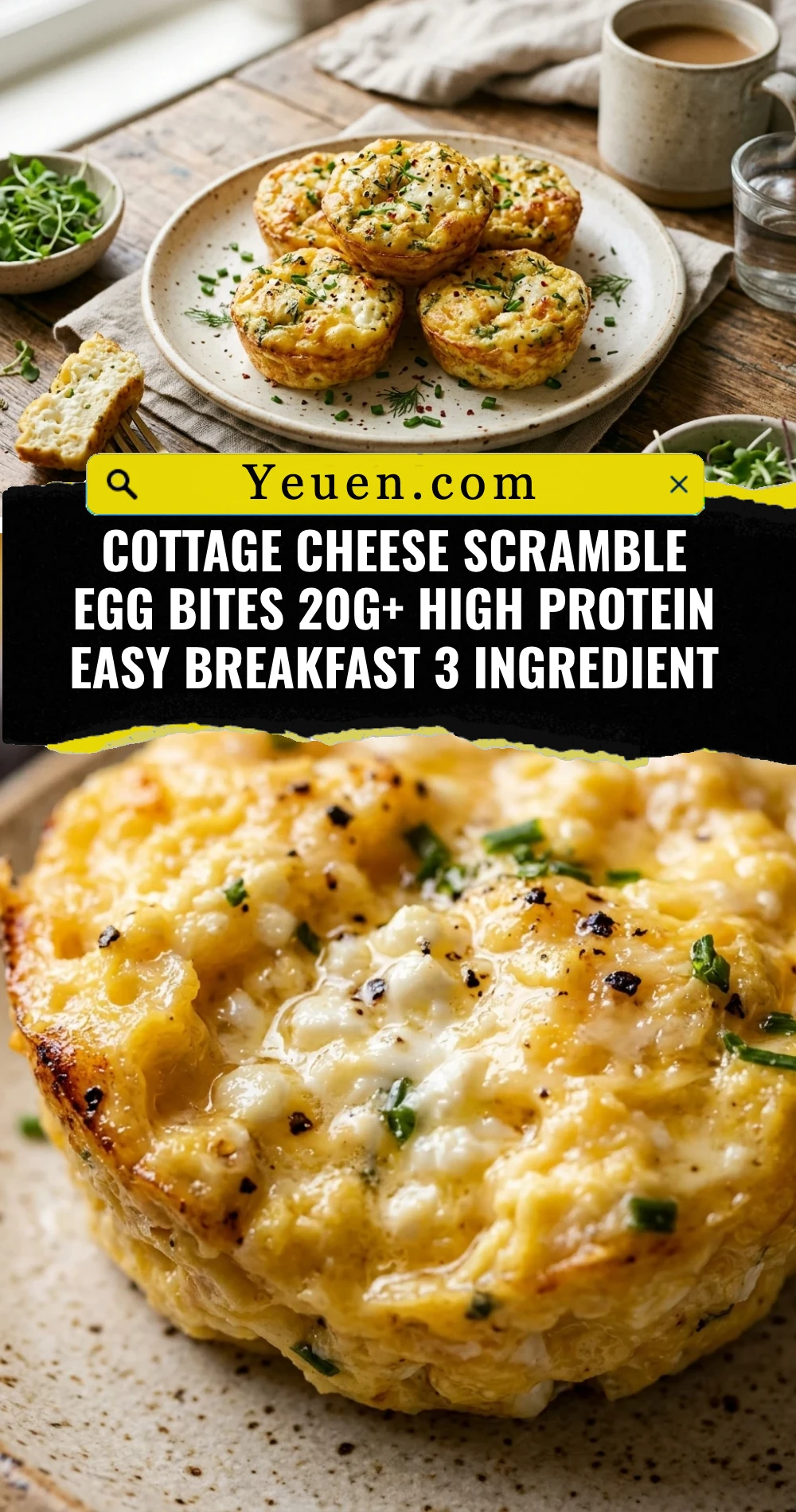 Cottage Cheese Scramble Egg Bites 20g+ High Protein Easy Breakfast 3 Ingredient
