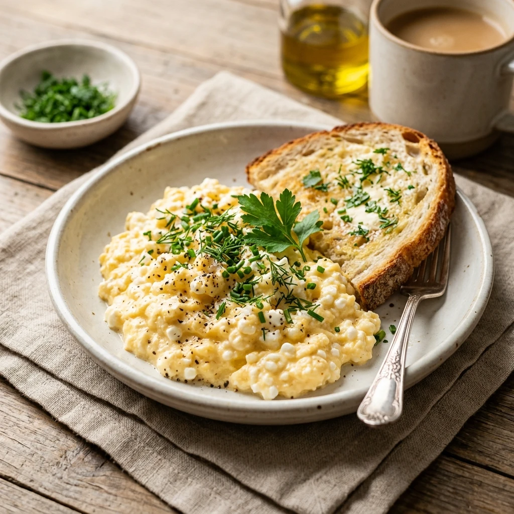 Cottage Cheese Scrambled Eggs High Protein 25g