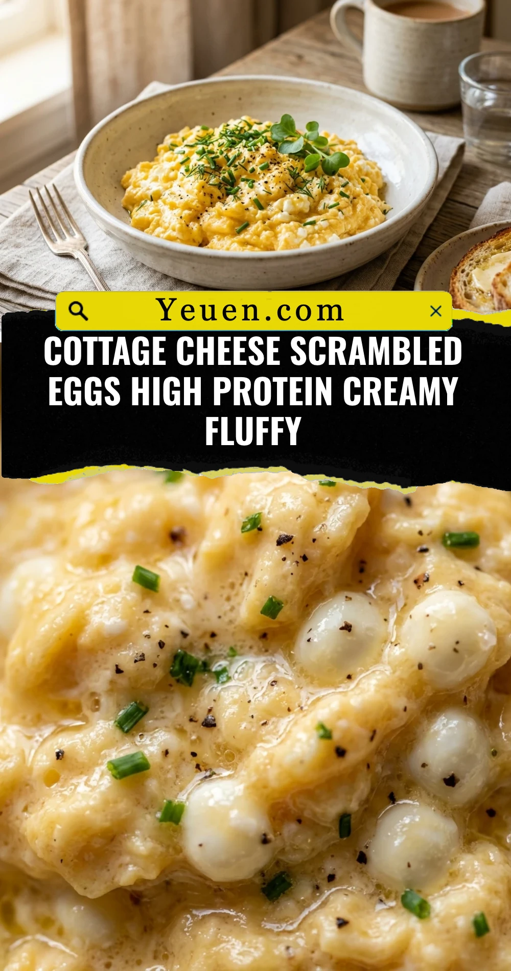 Cottage Cheese Scrambled Eggs High Protein Creamy Fluffy