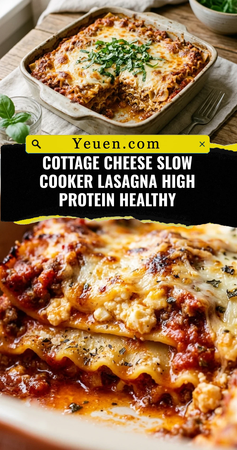 Cottage Cheese Slow Cooker Lasagna High Protein Healthy