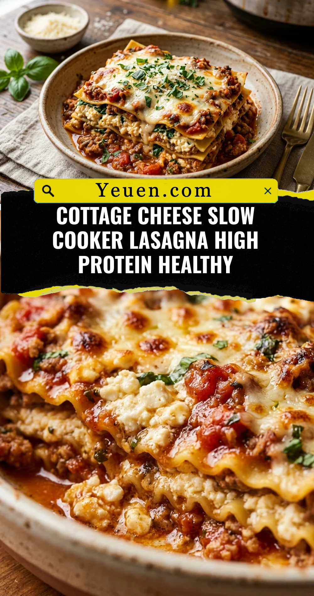 Cottage Cheese Slow Cooker Lasagna High Protein Healthy