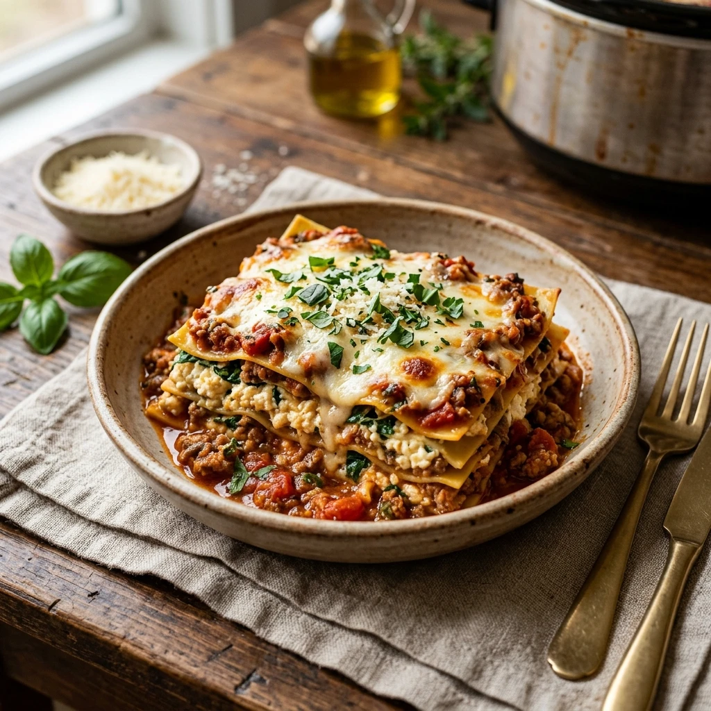 Cottage Cheese Slow Cooker Lasagna High Protein Healthy