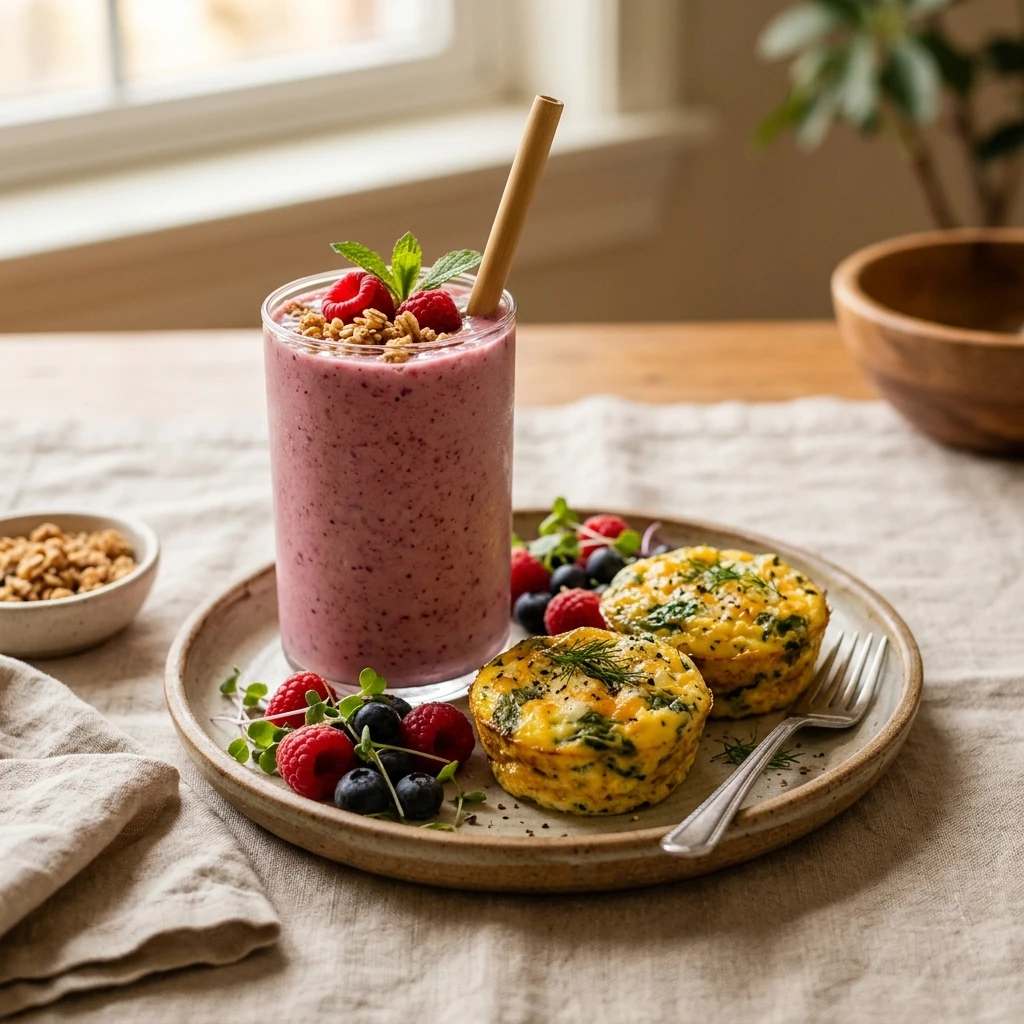 Cottage Cheese Smoothie Breakfast 20g+ Easy High Protein Egg Bites 3 Ingredient