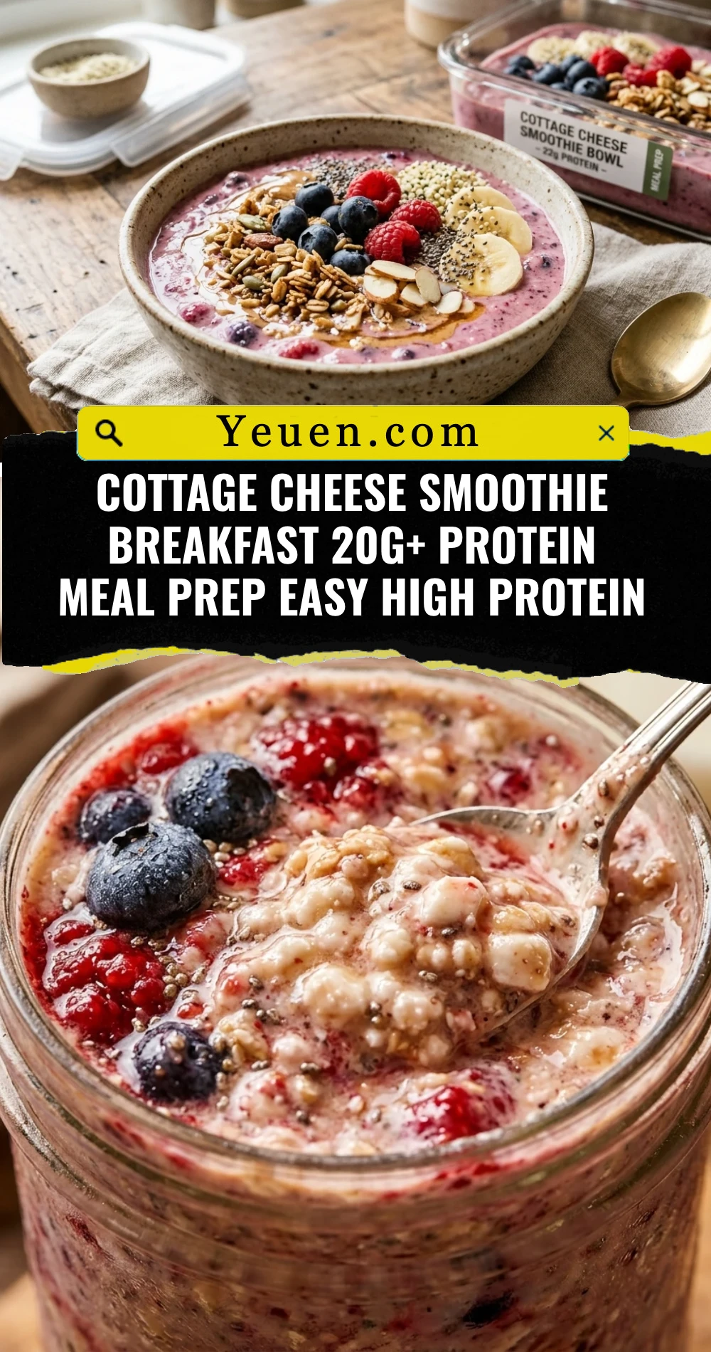 Cottage Cheese Smoothie Breakfast 20g+ Protein Meal Prep Easy High Protein