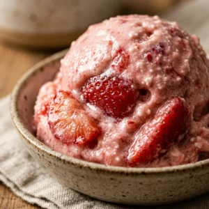 Cottage Cheese Strawberry Ice Cream High Protein 3 Ingredient