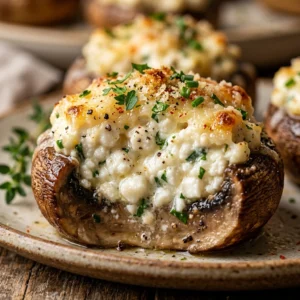 Cottage Cheese Stuffed Mushrooms High Protein Thanksgiving Appetizer