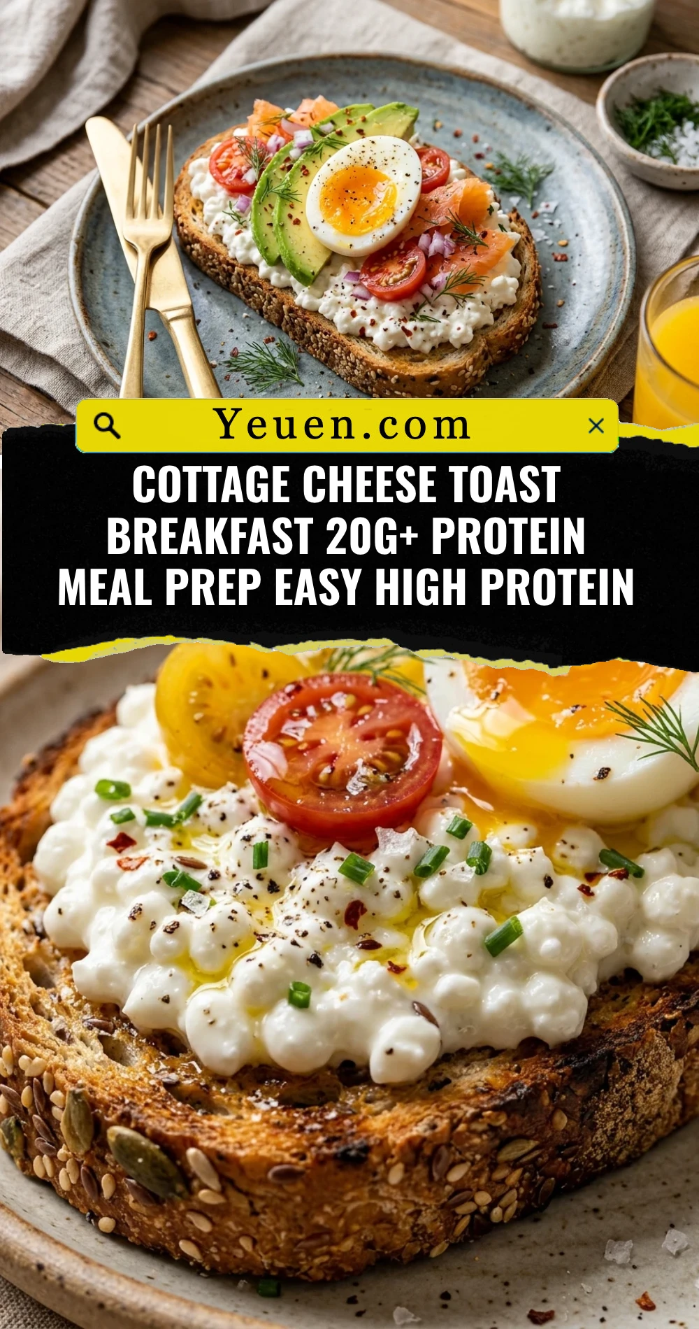 Cottage Cheese Toast Breakfast 20g+ Protein Meal Prep Easy High Protein