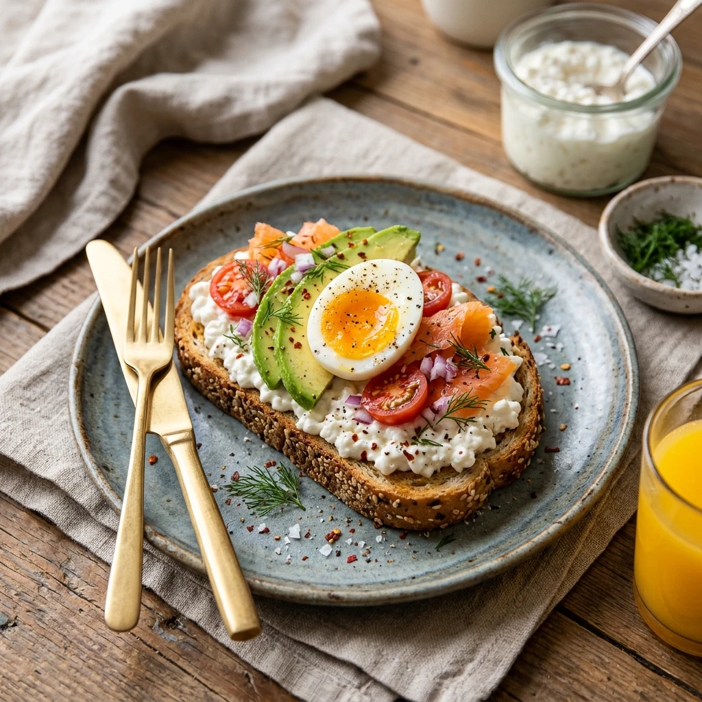Cottage Cheese Toast Breakfast 20g+ Protein Meal Prep Easy High Protein
