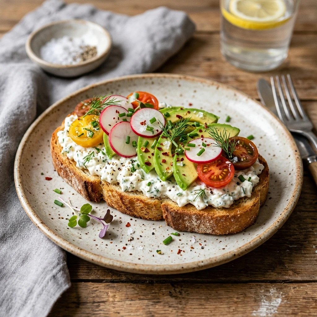 Cottage Cheese Toast High Protein 30g+ Easy Meal Prep Low Carb