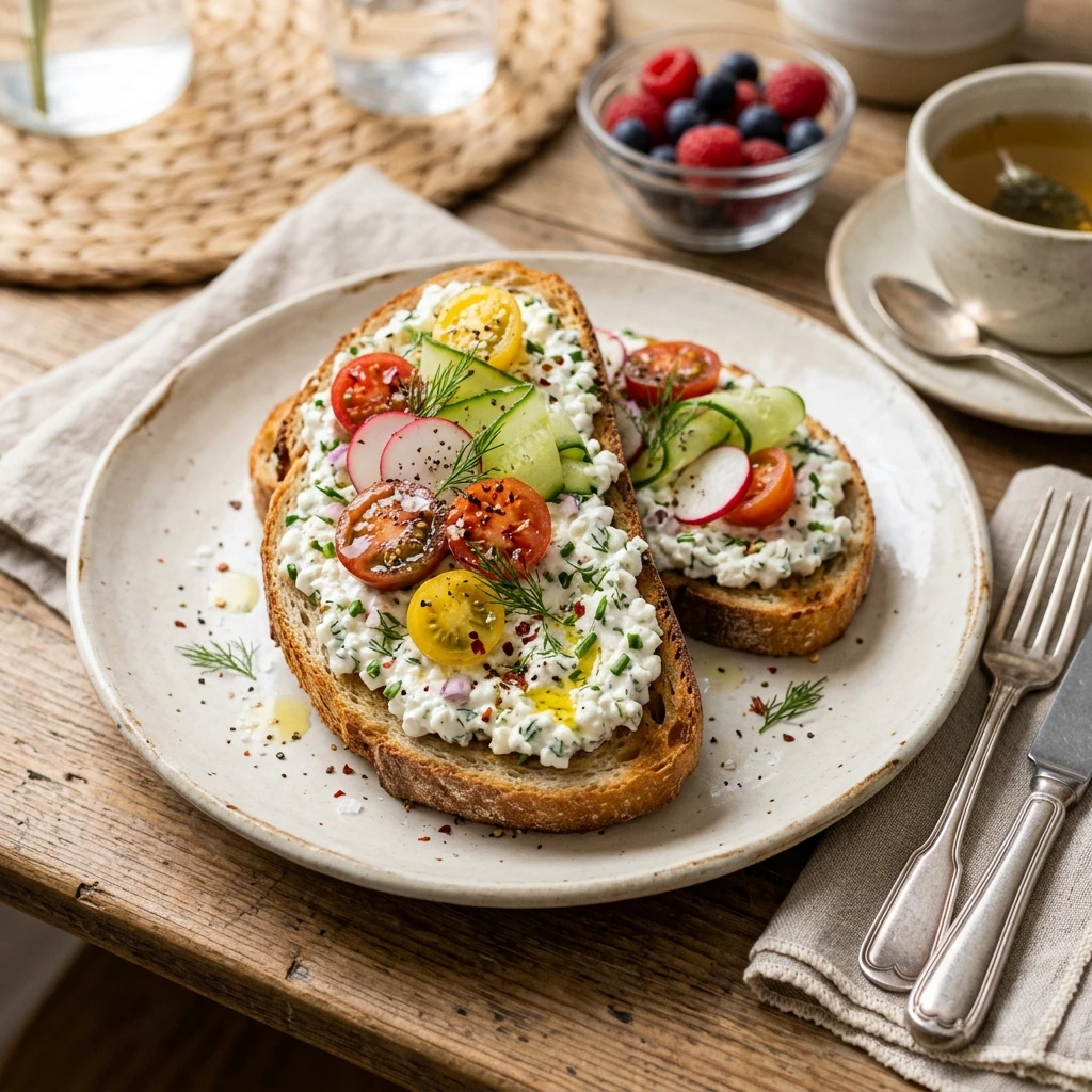 Cottage Cheese Toast High Protein 30g+ Easy Meal Prep Low Carb