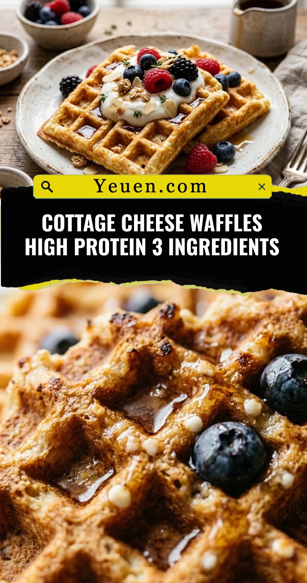 Cottage Cheese Waffles High Protein 3 Ingredients