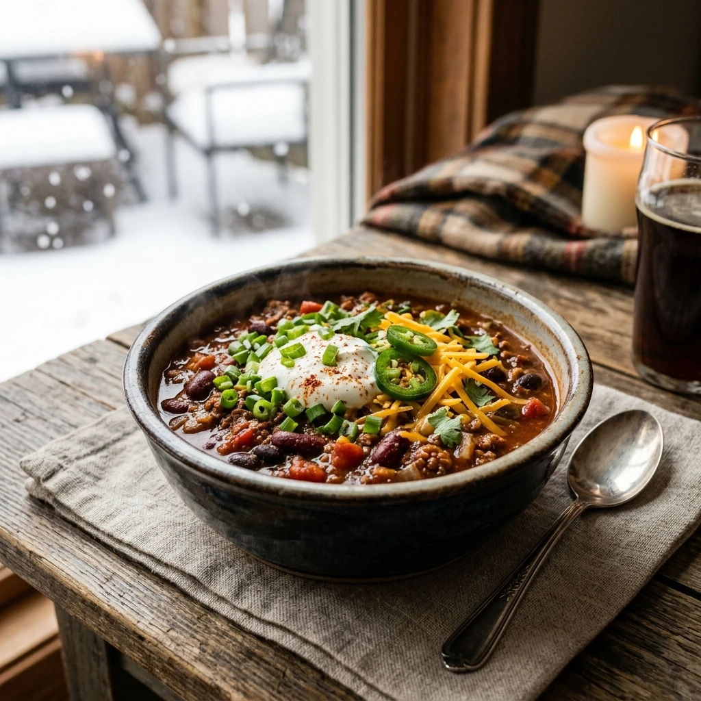 Cozy Beef Chili Snow Day Crockpot