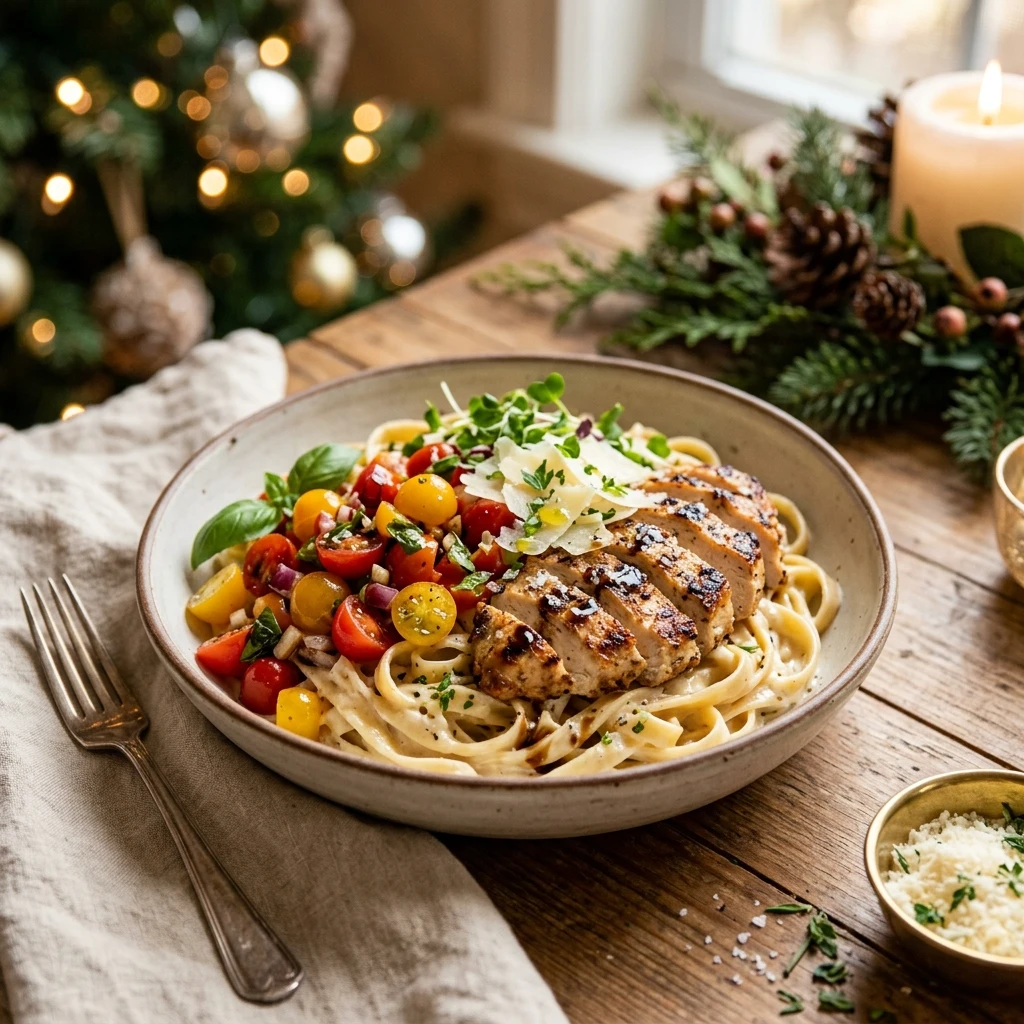 Creamy Bruschetta Chicken Pasta Christmas Tuscan Holiday