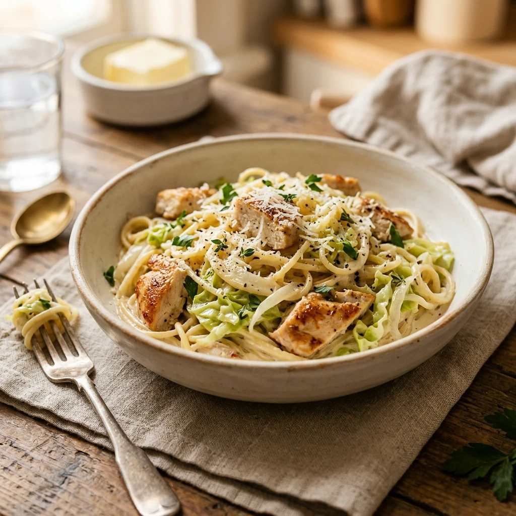 Creamy Cabbage Alfredo With Chicken Budget 2026 Easy Gut Healthy