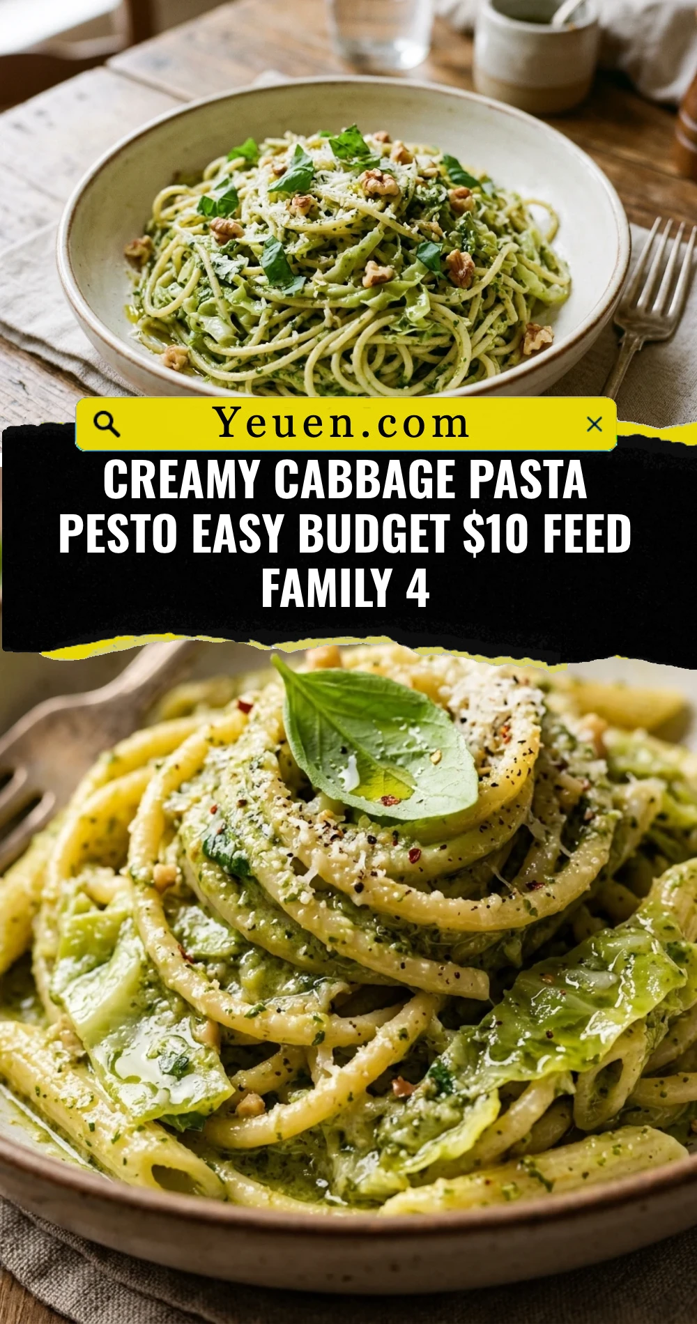 Creamy Cabbage Pasta Pesto Easy Budget $10 Feed Family 4