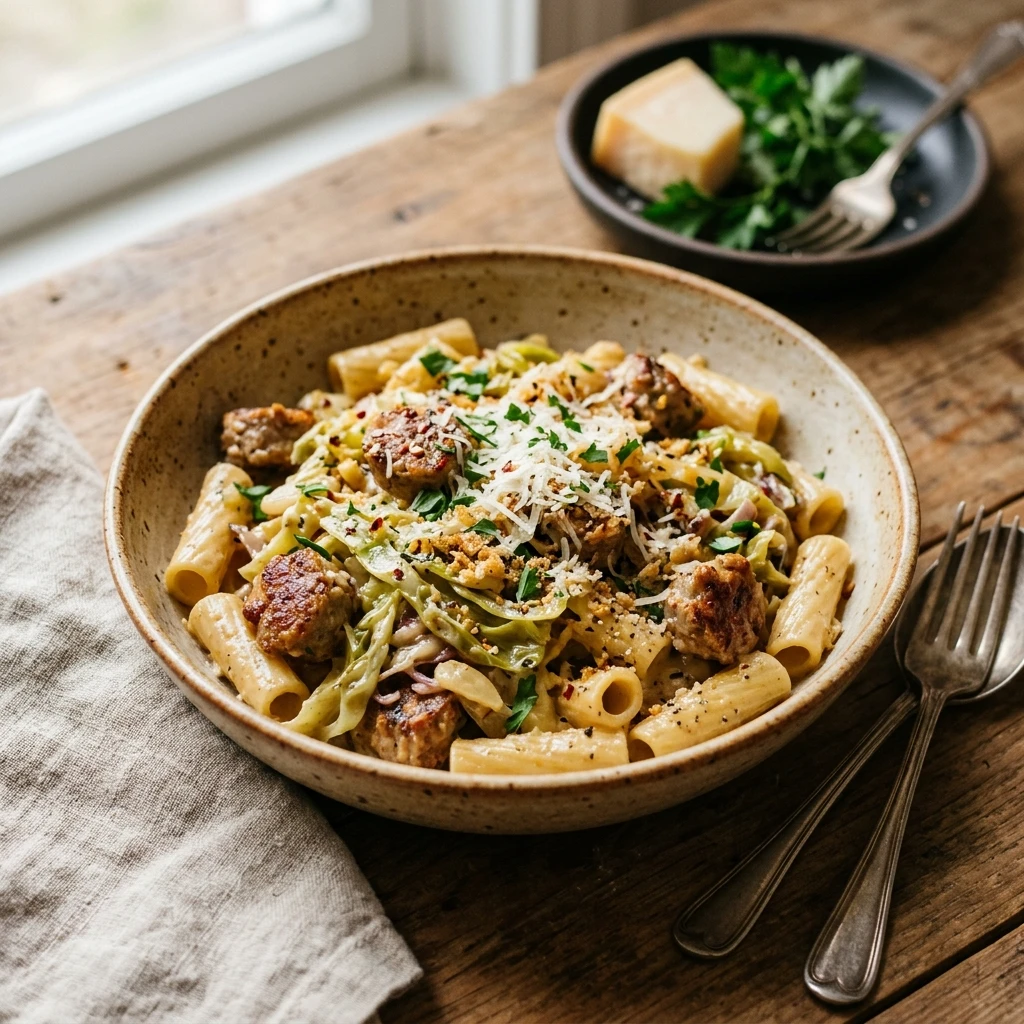 Creamy Cabbage Pasta With Sausage Budget 2026 Easy Gut Healthy