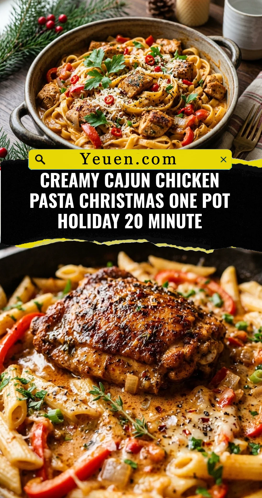 Creamy Cajun Chicken Pasta Christmas One Pot Holiday 20 Minute