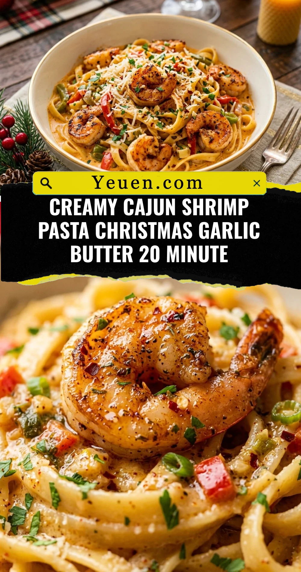 Creamy Cajun Shrimp Pasta Christmas Garlic Butter 20 Minute