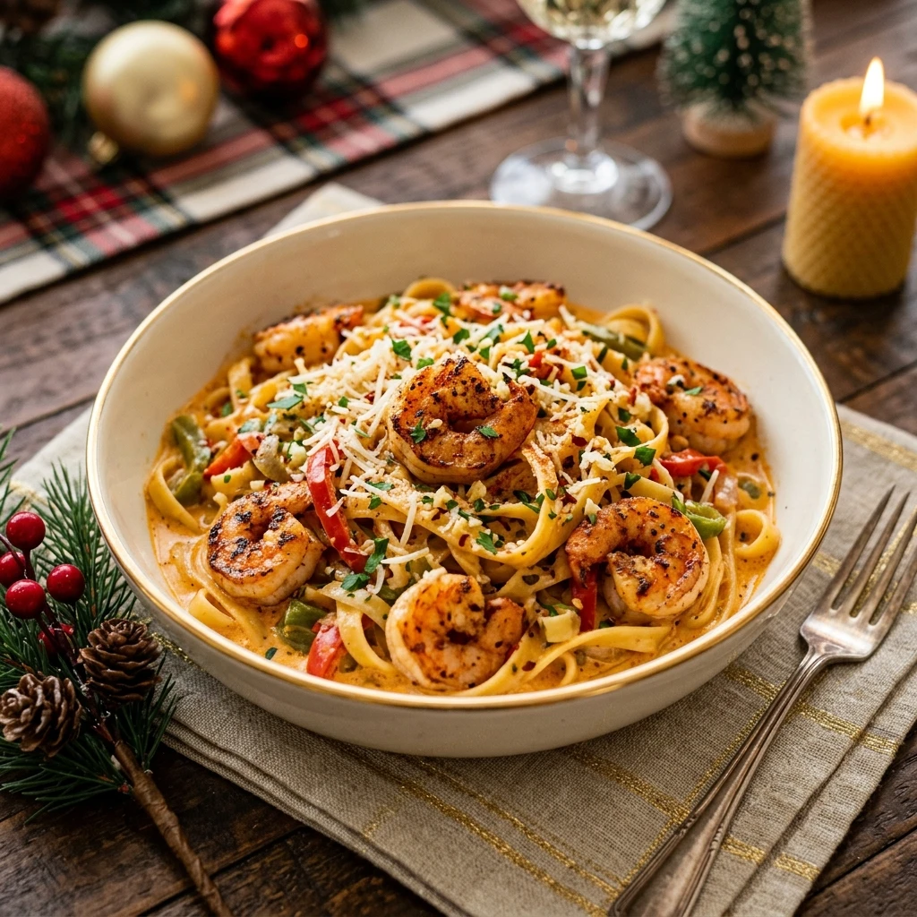 Creamy Cajun Shrimp Pasta Christmas Garlic Butter 20 Minute