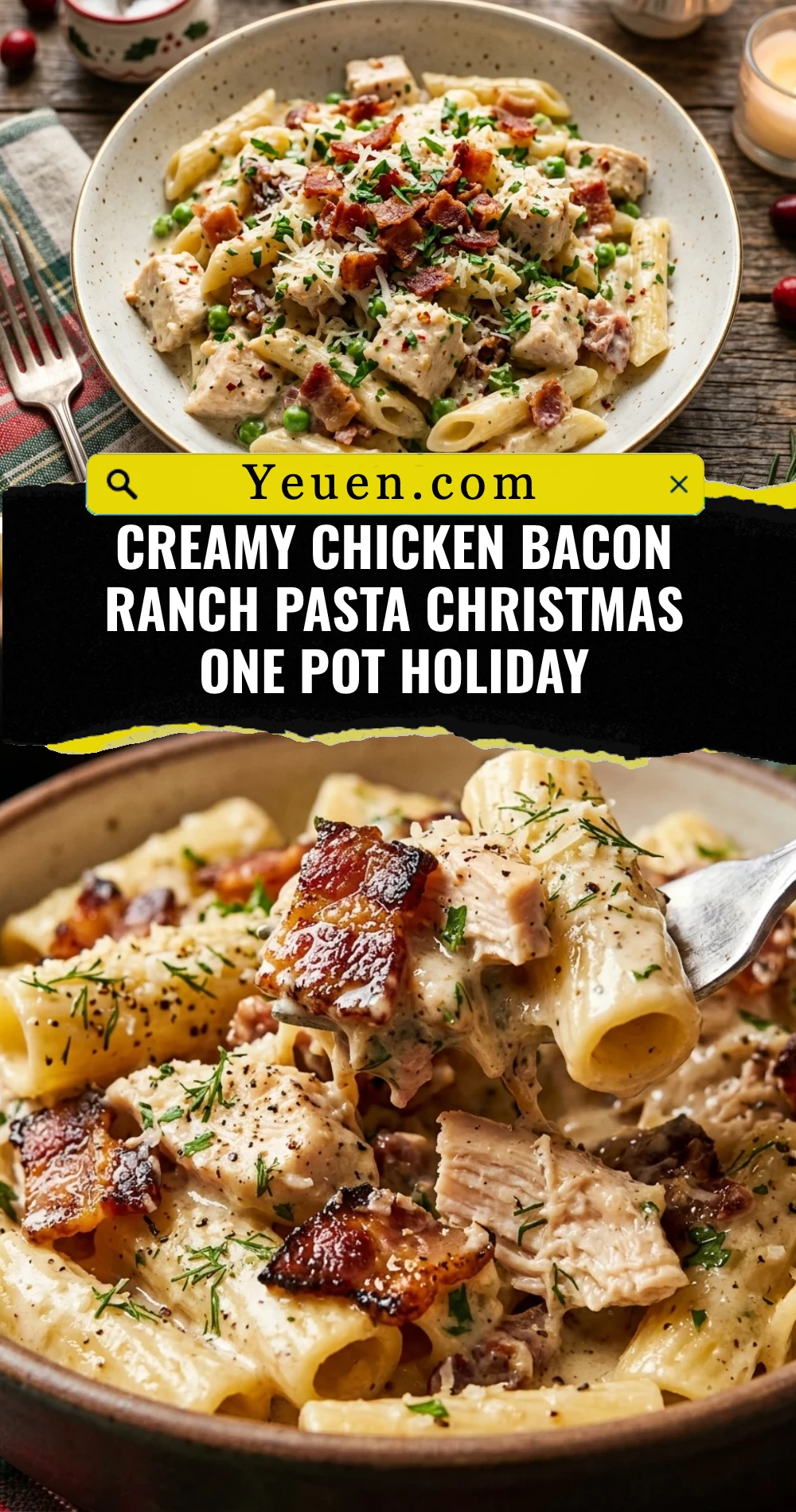 Creamy Chicken Bacon Ranch Pasta Christmas One Pot Holiday