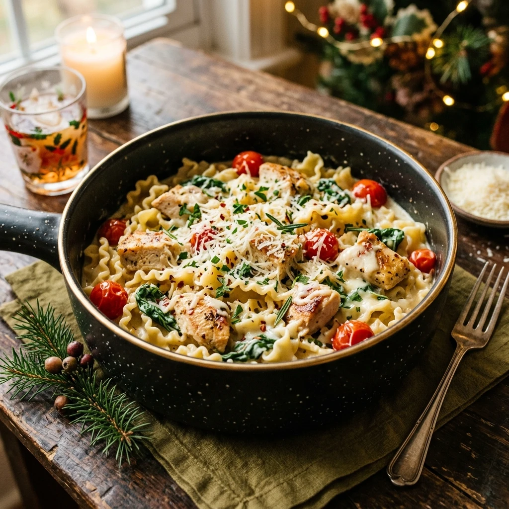 Creamy Christmas Chicken Alfredo Pasta One Pot 20 Minute No Fail