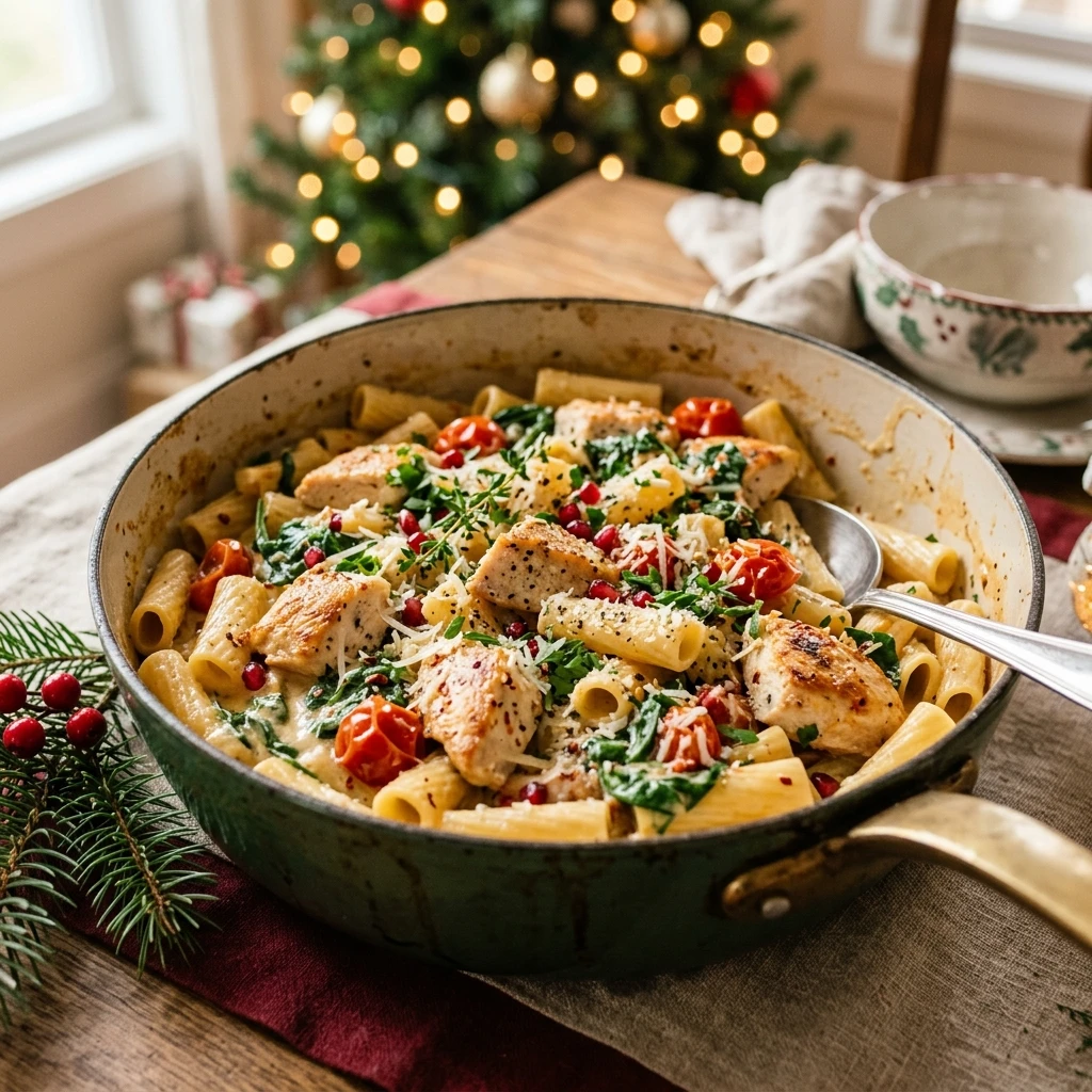 Creamy Garlic Butter Chicken Pasta Christmas One Pot Holiday 20 Minute