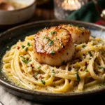 Creamy Garlic Butter Scallop Pasta Christmas Seafood Dinner