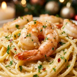 Creamy Garlic Butter Shrimp Pasta Christmas Dinner 20 Minute