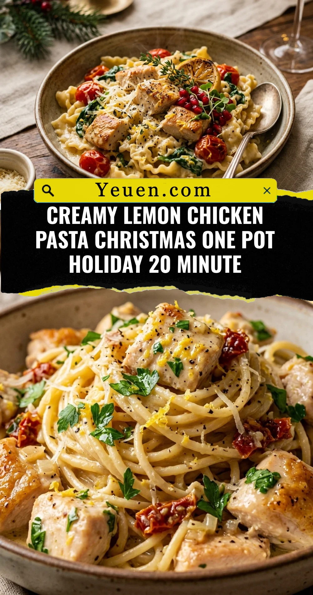 Creamy Lemon Chicken Pasta Christmas One Pot Holiday 20 Minute