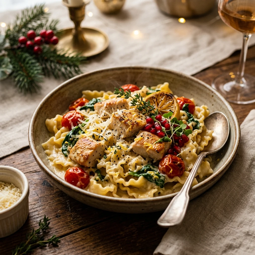 Creamy Lemon Chicken Pasta Christmas One Pot Holiday 20 Minute
