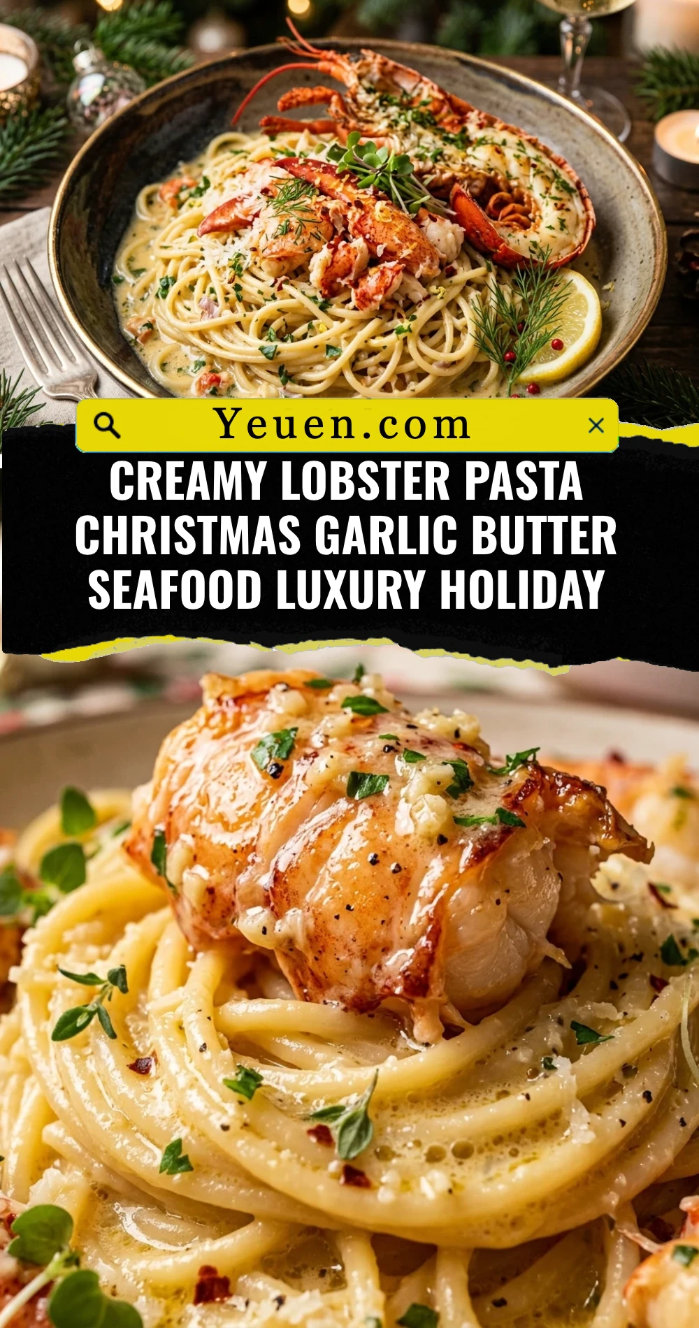 Creamy Lobster Pasta Christmas Garlic Butter Seafood Luxury Holiday