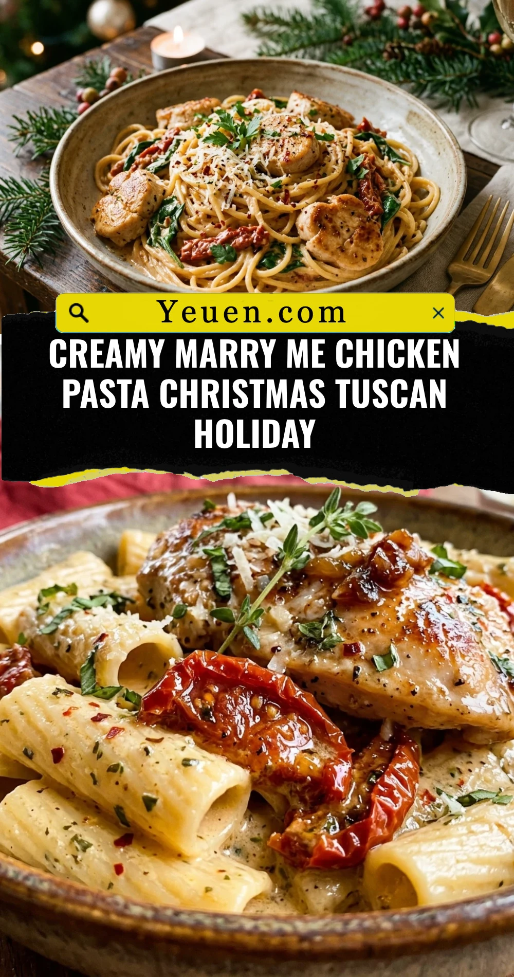 Creamy Marry Me Chicken Pasta Christmas Tuscan Holiday