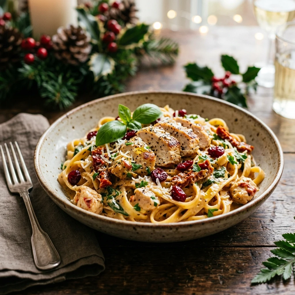 Creamy Sun Dried Tomato Chicken Pasta Christmas Tuscan Cranberry