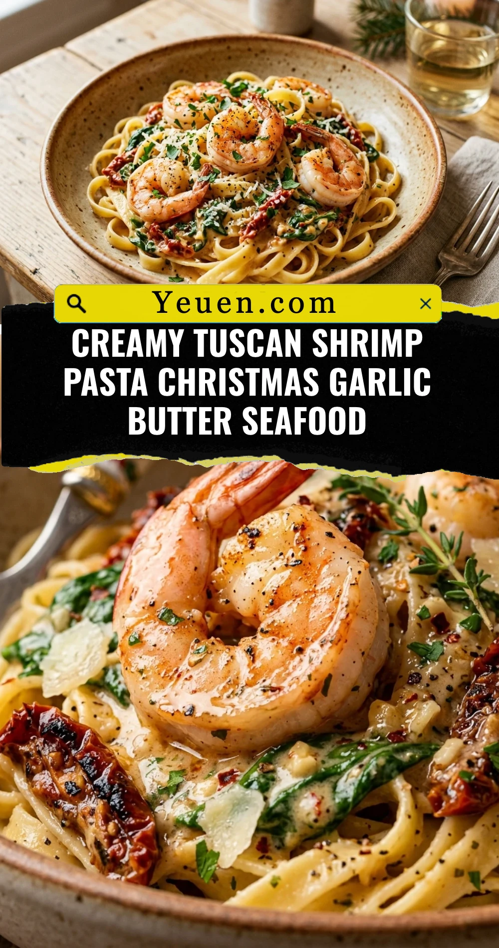 Creamy Tuscan Shrimp Pasta Christmas Garlic Butter Seafood