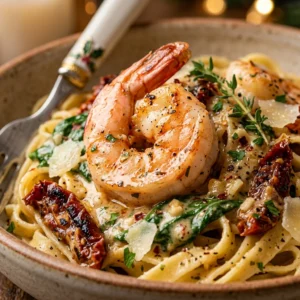Creamy Tuscan Shrimp Pasta Christmas Garlic Butter Seafood