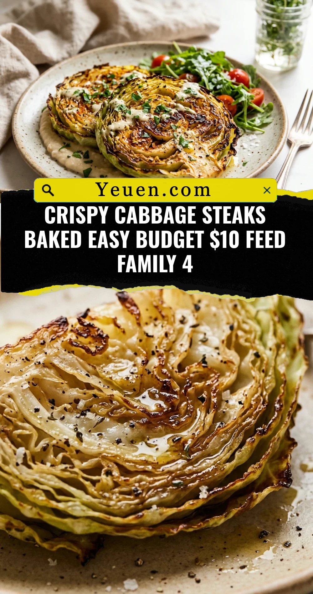 Crispy Cabbage Steaks Baked Easy Budget $10 Feed Family 4