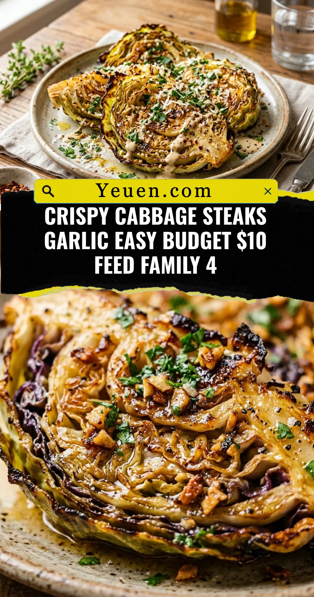 Crispy Cabbage Steaks Garlic Easy Budget $10 Feed Family 4