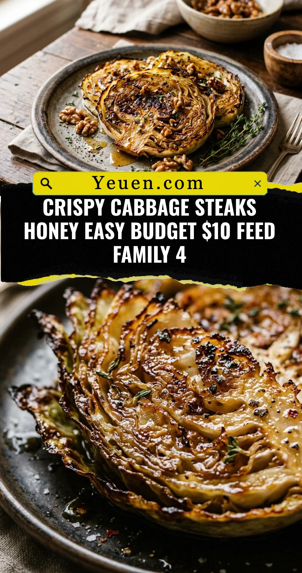 Crispy Cabbage Steaks Honey Easy Budget $10 Feed Family 4