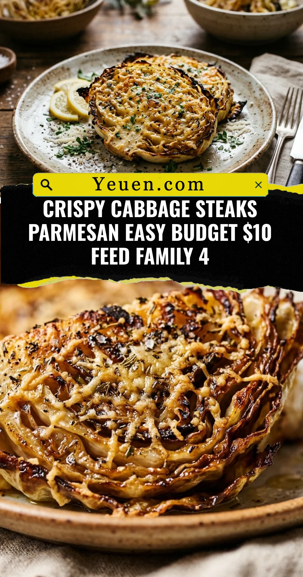 Crispy Cabbage Steaks Parmesan Easy Budget $10 Feed Family 4
