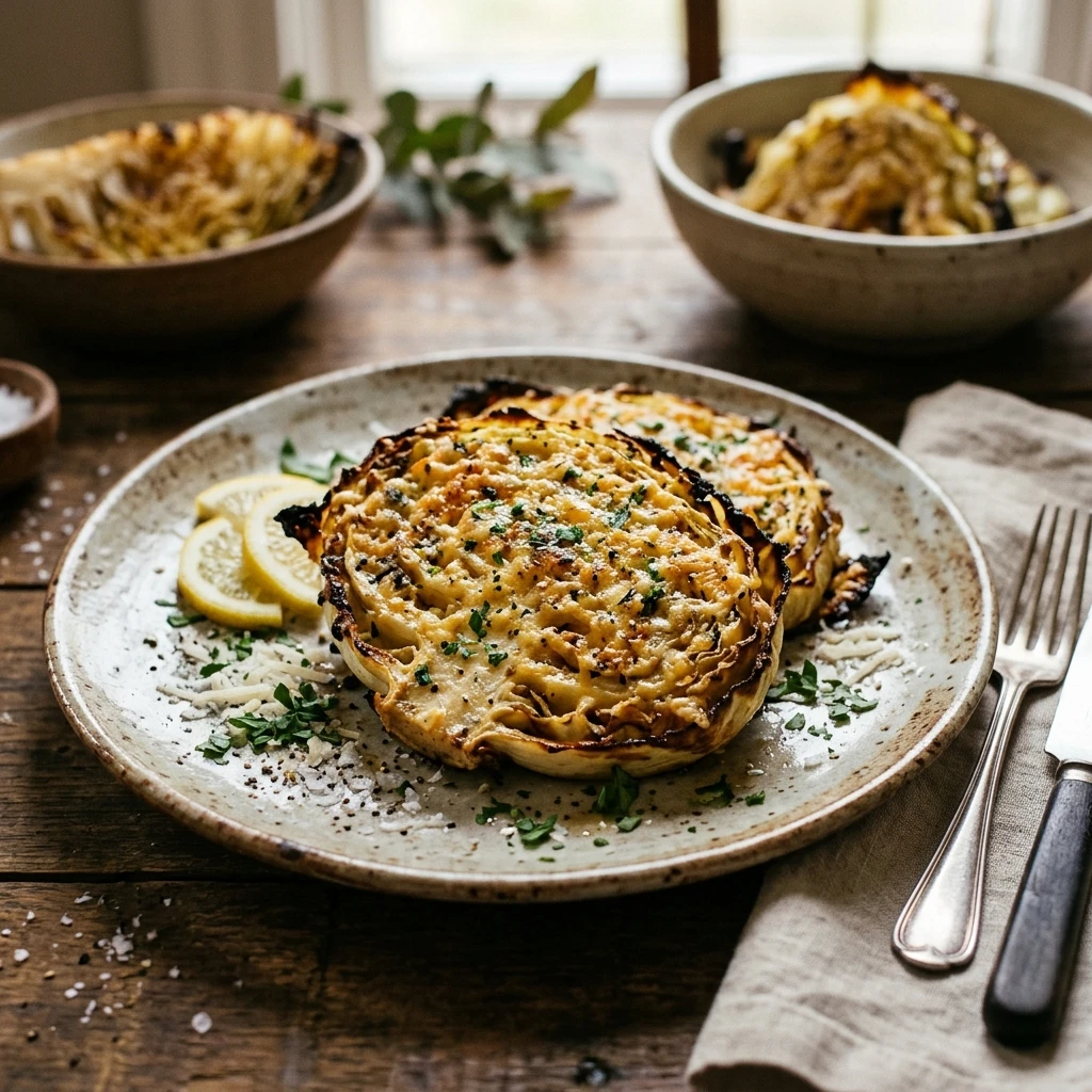 Crispy Cabbage Steaks Parmesan Easy Budget $10 Feed Family 4