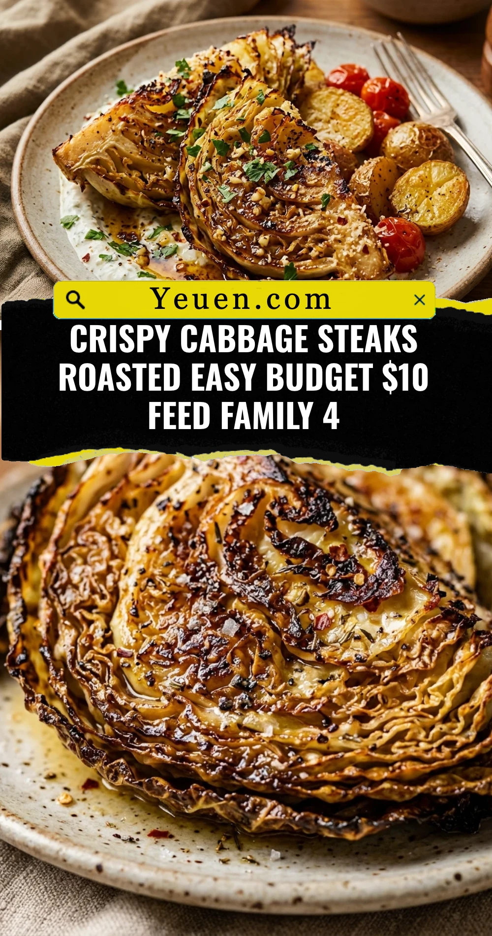 Crispy Cabbage Steaks Roasted Easy Budget $10 Feed Family 4