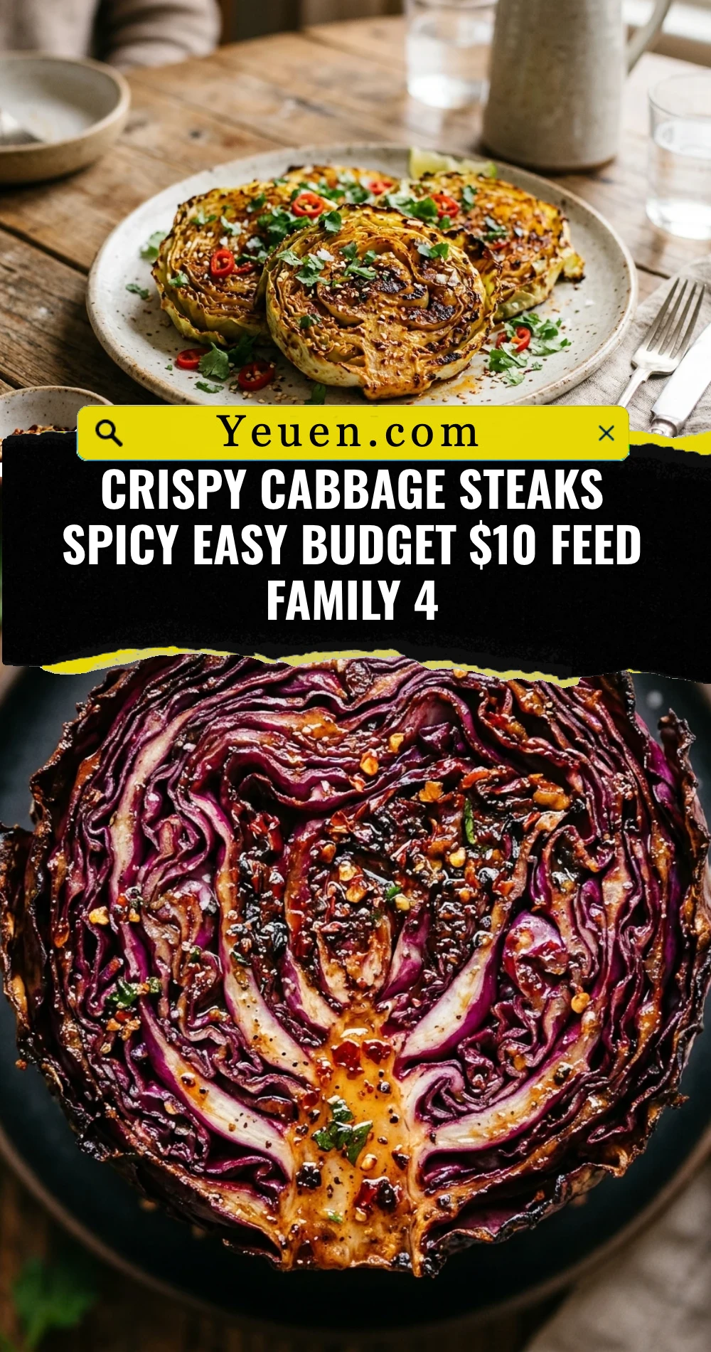 Crispy Cabbage Steaks Spicy Easy Budget $10 Feed Family 4