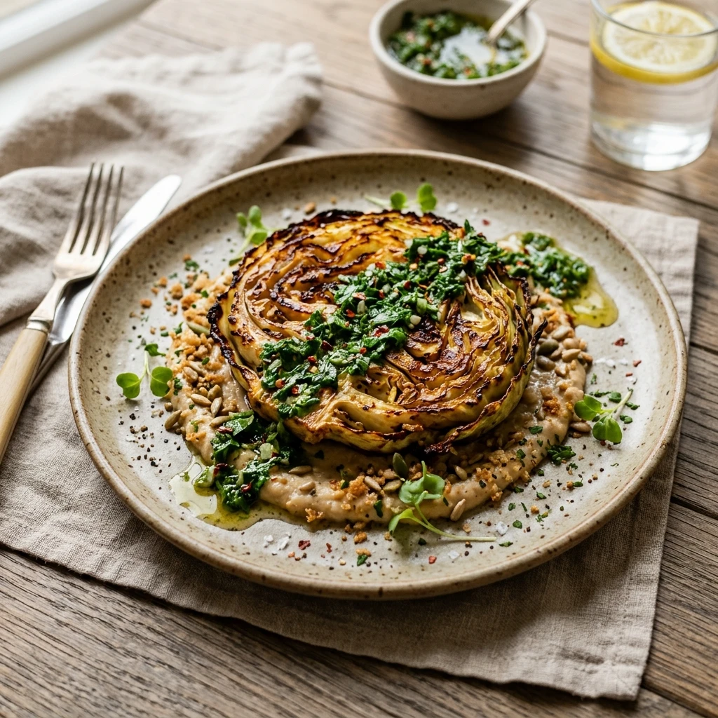 Crispy Cabbage Steaks With Chimichurri Budget 2026 Healthy Easy Roasted
