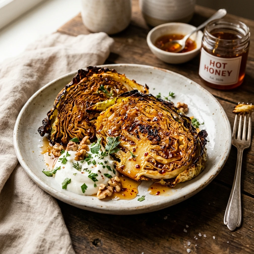 Crispy Cabbage Steaks With Hot Honey Budget 2026 Healthy Easy Roasted