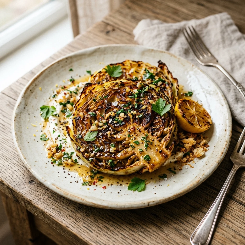 Crispy Roasted Cabbage Steaks Garlic Butter Budget 2026 Healthy Easy