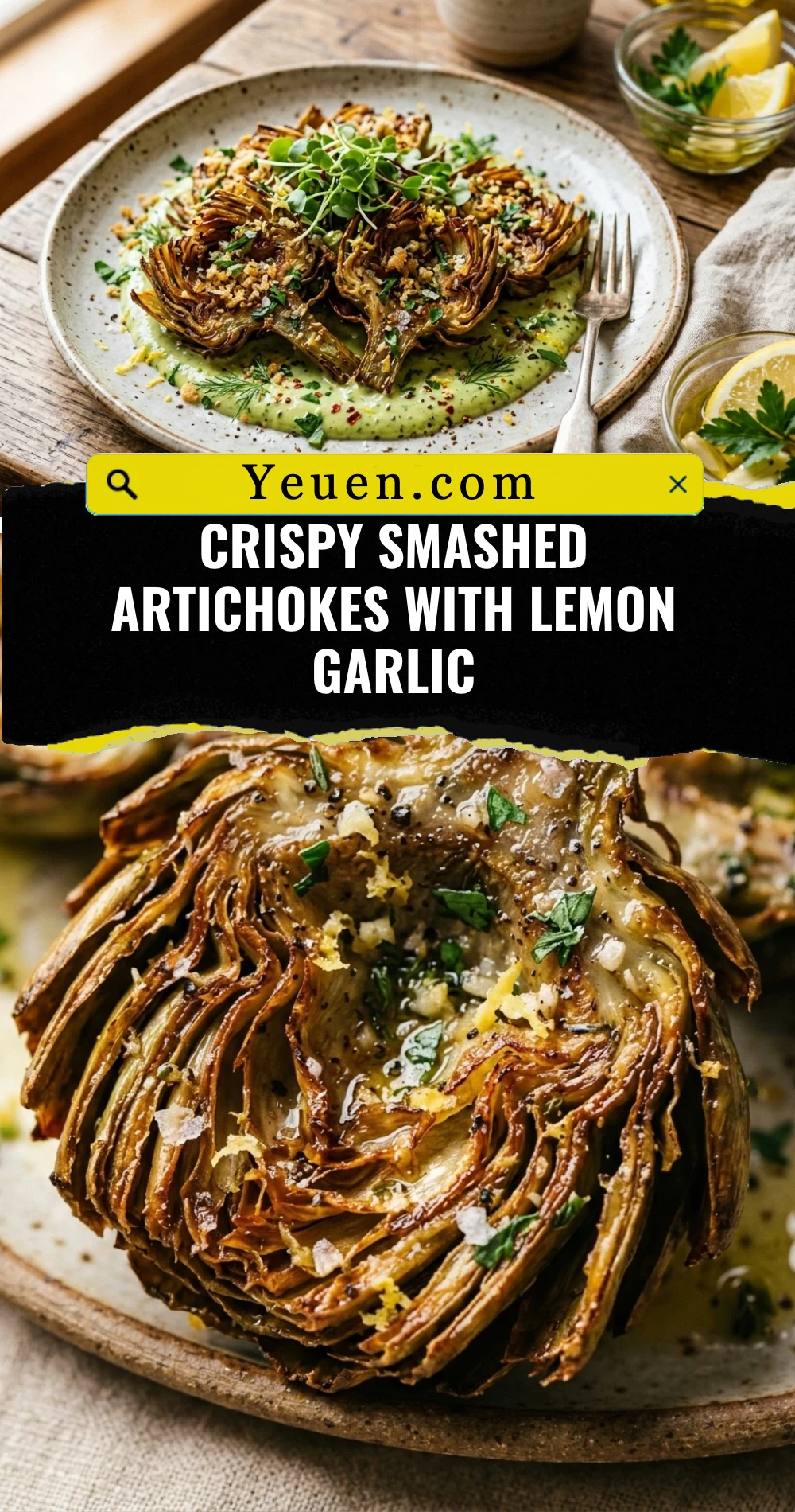 Crispy Smashed Artichokes With Lemon Garlic