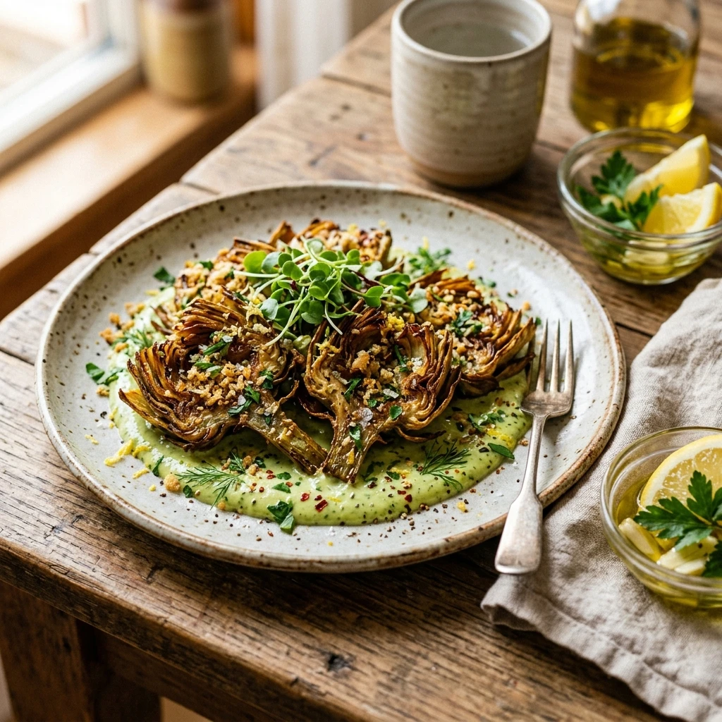 Crispy Smashed Artichokes With Lemon Garlic